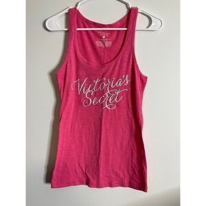 Victoria's Secret Hot Pink Glitter Logo Tank Medium